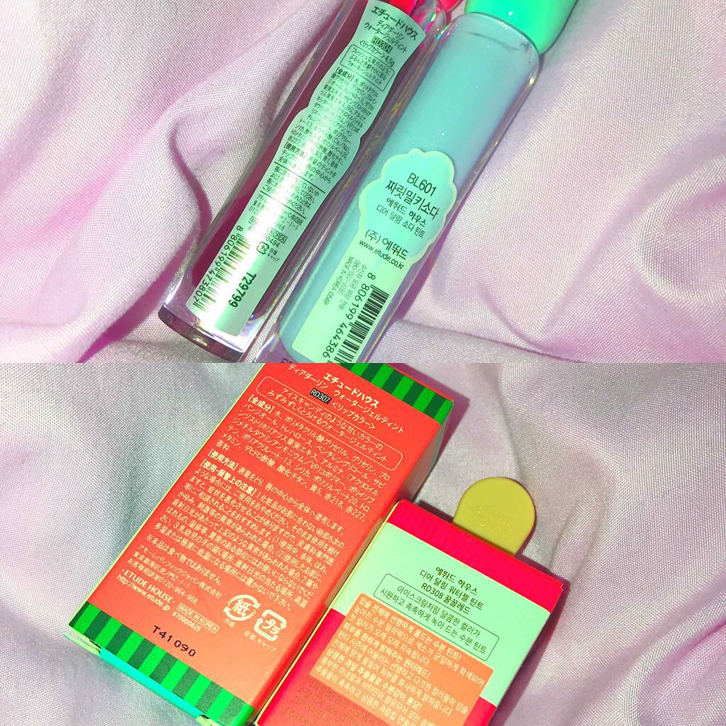 ディアダーリン ウォータージェルティント （アイスティント）/ETUDE/口紅を使ったクチコミ（2枚目）