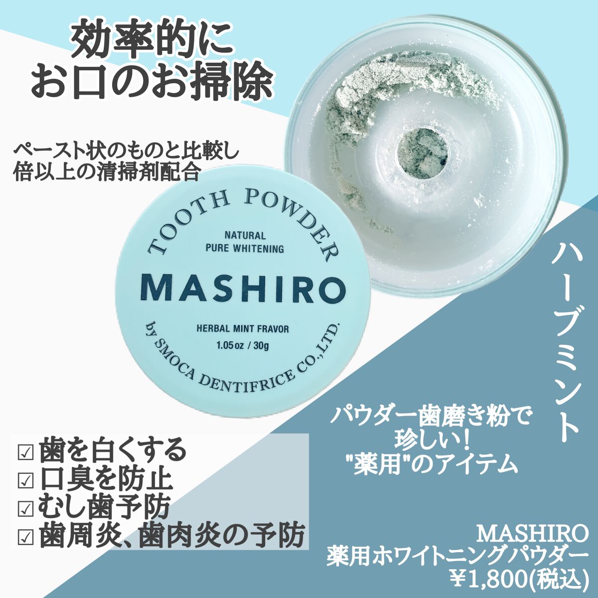 MASHIRO 薬用ホワイトニングパウダー ハーブミント/MASHIRO/歯磨き粉を使ったクチコミ（2枚目）