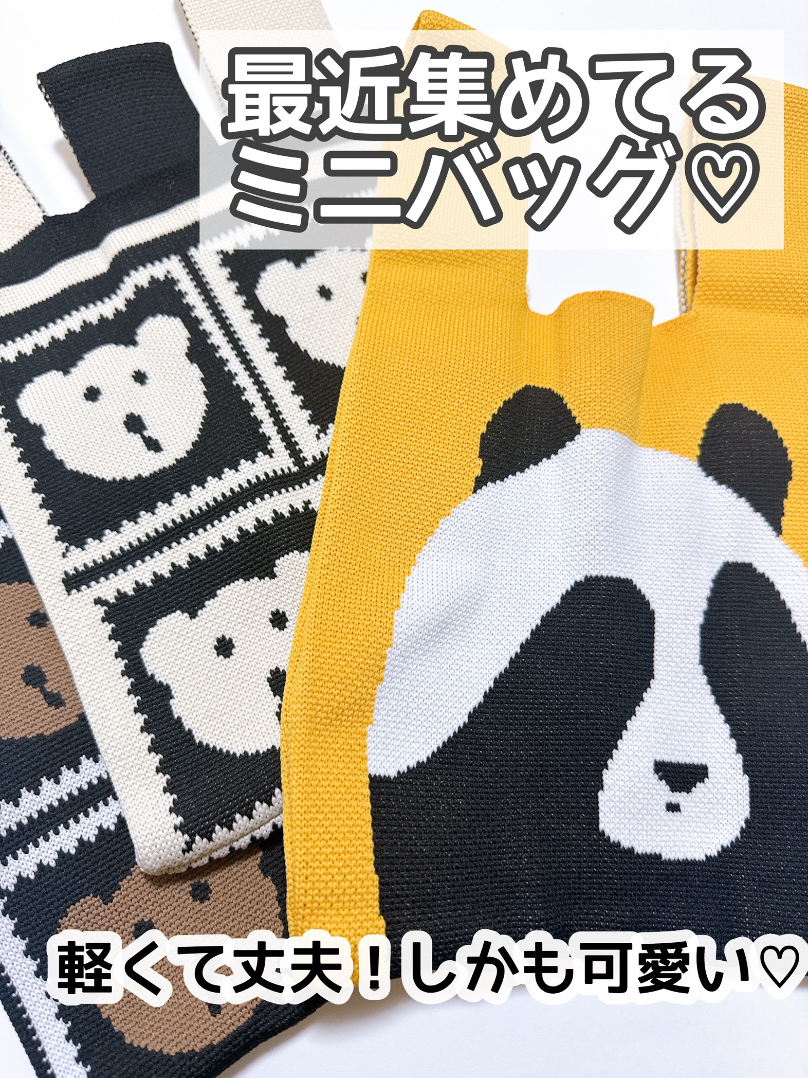 最近小さいバッグ集めてます♡

とにかく荷物が重いのが嫌いで、
ちょっとそこまでの時はコレばっかり✨

小さく見えるけど500mlのペットボトルが余裕で３本は入るよ

あと、大きいバッグ使う時は絶対これ入れておくと便利

車で色んな所に出か