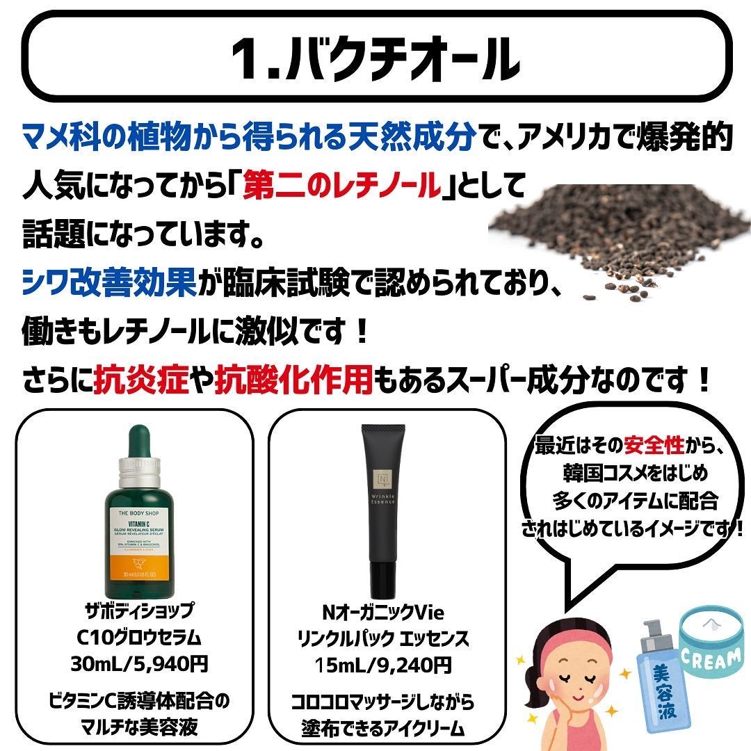 めがねちゃん👓フォロバ on LIPS 「今回は、レチノール類似成分を5つ紹介いたします!高いエイジンケ..」(3枚目)