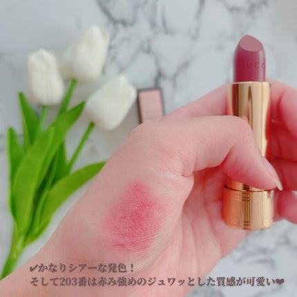 グッチ ルージュ ア レーヴル ヴォワル/GUCCI beauty/口紅を使ったクチコミ(5枚目)