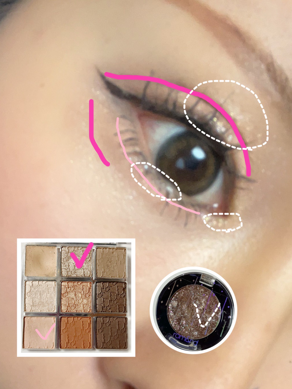 グリッター シャドウ カラー/rom&nd/グリッターを使ったクチコミ（2枚目）