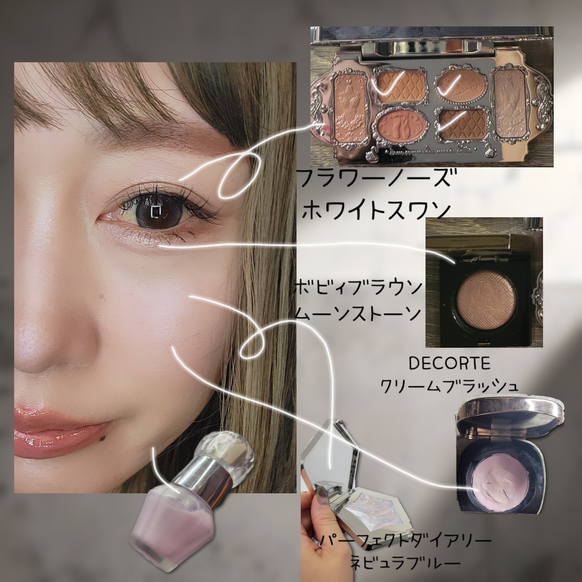 フラワーノーズスワンバレエシリーズ アイシャドウパレット/FlowerKnows/アイシャドウパレットを使ったクチコミ（3枚目）