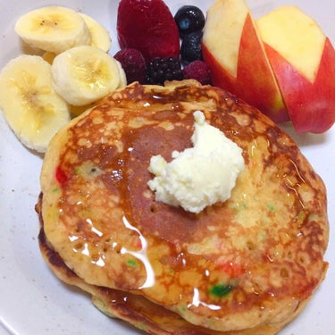 こすめのーと on LIPS 「彼のママから、グアムのお土産でパンケーキ🥞のお粉を頂いたので作..」（1枚目）