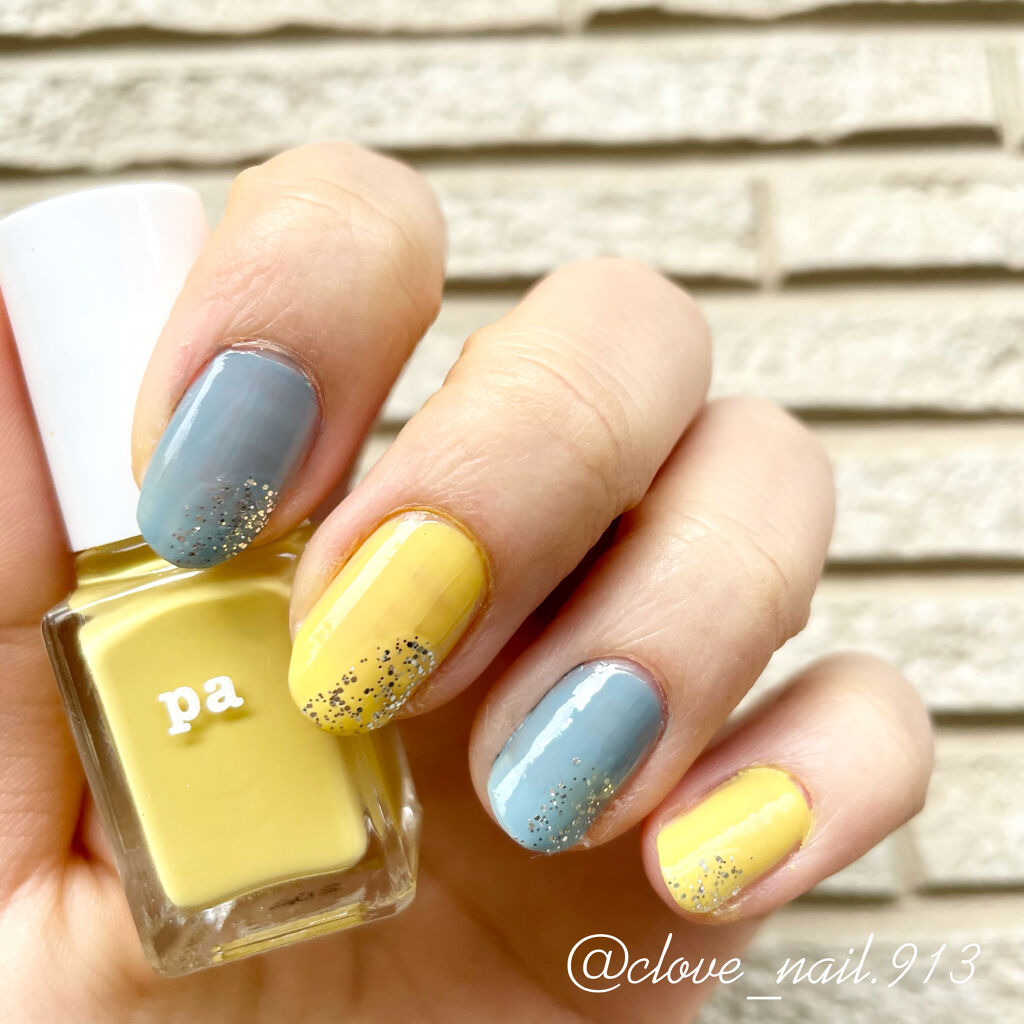 Pa ネイルカラー プレミア Pa Nail Collectiveを使った口コミ イエロー ブルーのくすみネイル 明るめの水 By くろおぶ 脂性肌 10代後半 Lips