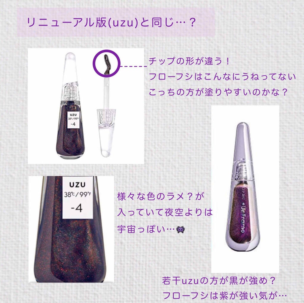 LIP38℃ +UnFrame<ホログラフィック>/UZU BY FLOWFUSHI/リップグロスを使ったクチコミ(2枚目)