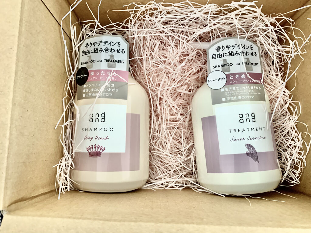 ゆったりと エアリーピーチの香り シャンプー ポンプ(480ml)/and and/市販シャンプーを使ったクチコミ（2枚目）