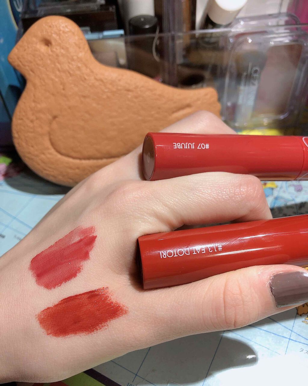 ジューシーラスティングティント/rom&nd/リップティントを使ったクチコミ（2枚目）