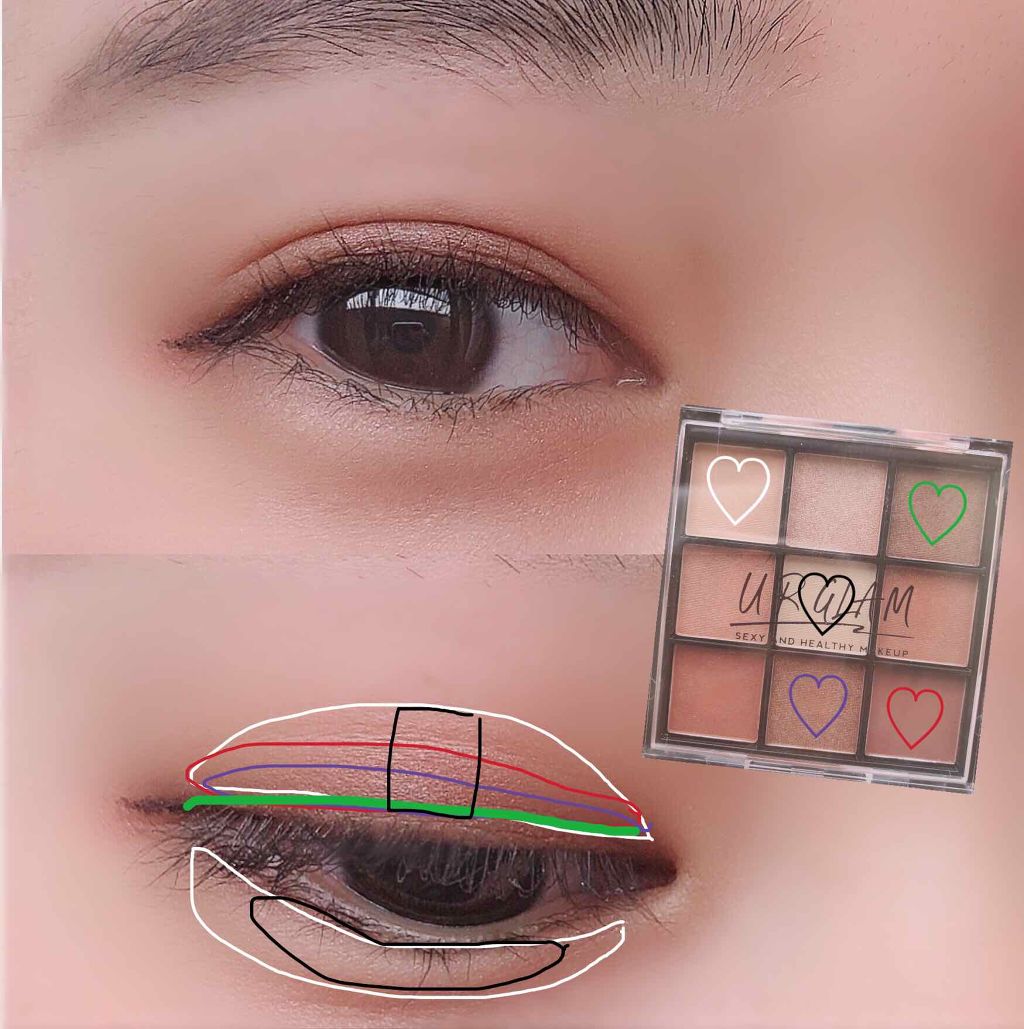 UR GLAM BLOOMING EYE COLOR PALETTE/U R GLAM/アイシャドウパレットを使ったクチコミ(2枚目)