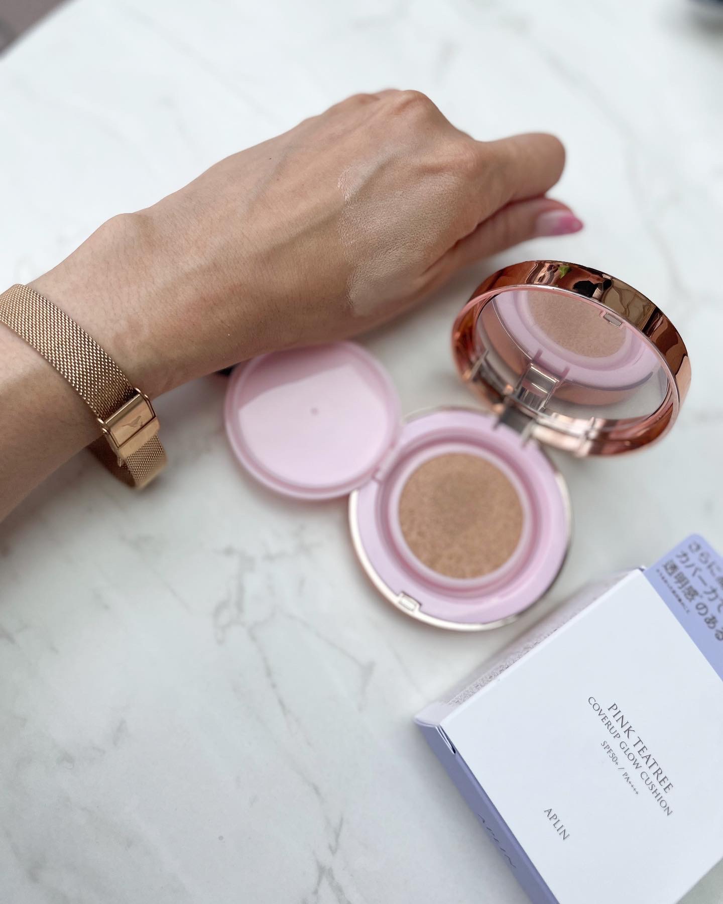 ピンクティーツリーカバーアップグロウクッション/APLIN/クッションファンデーションを使ったクチコミ（3枚目）