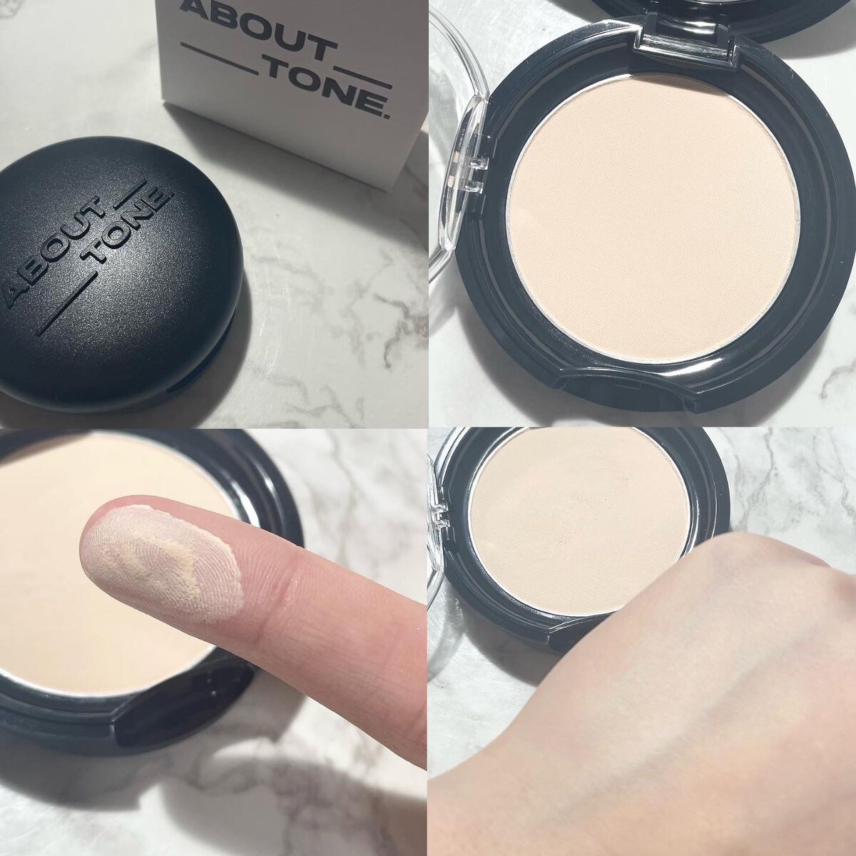 ABOUT TONE グローパウダーパクトのクチコミ「🖤【ABOUTTONE】これからのメイク崩れ防止に！ ブラーパクト2種レビュー 🖤

┈┈┈┈.....」（2枚目）