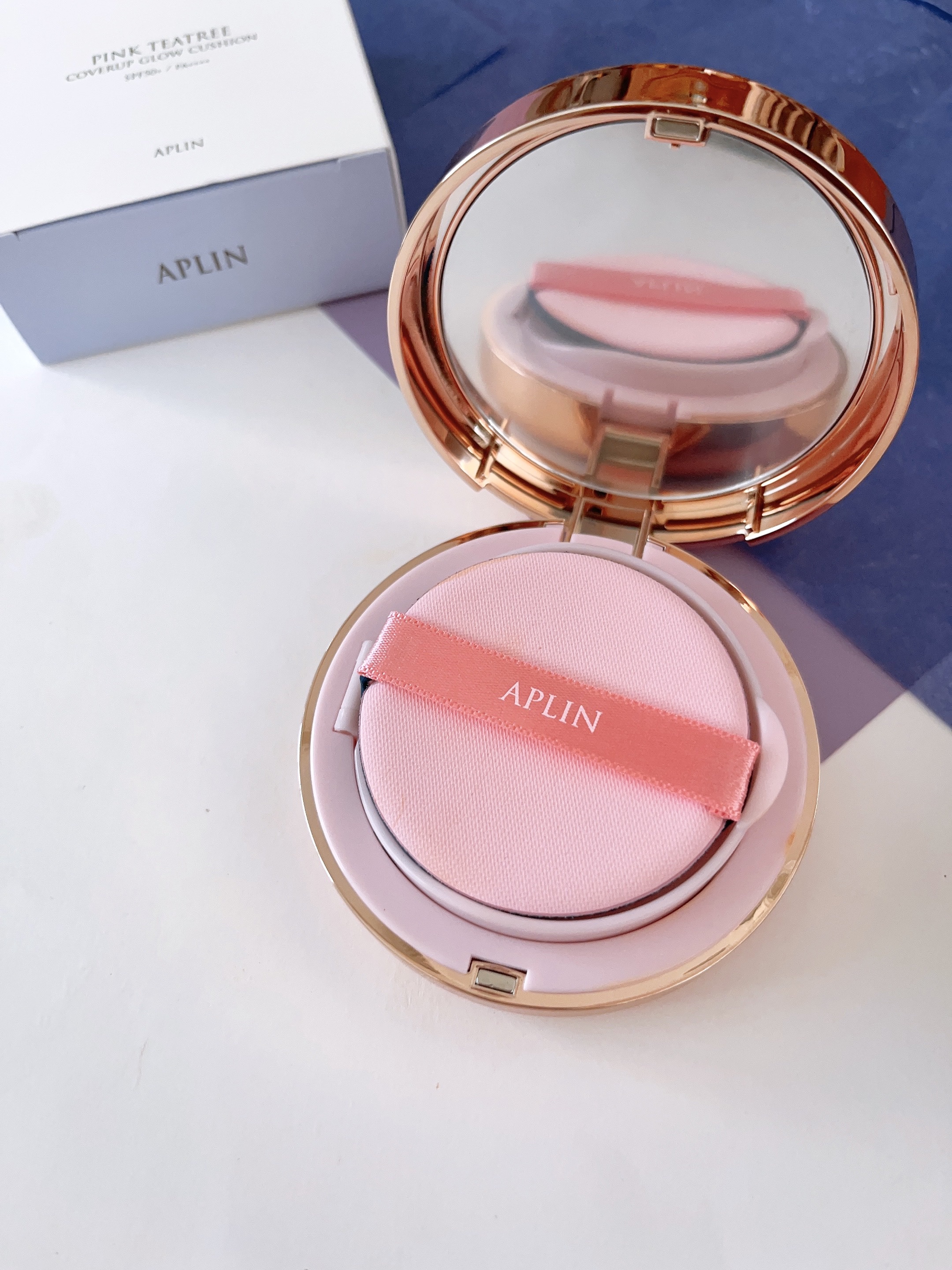 ピンクティーツリーカバーアップグロウクッション 23号 ウッディベージュ/APLIN/クッションファンデーションを使ったクチコミ（2枚目）