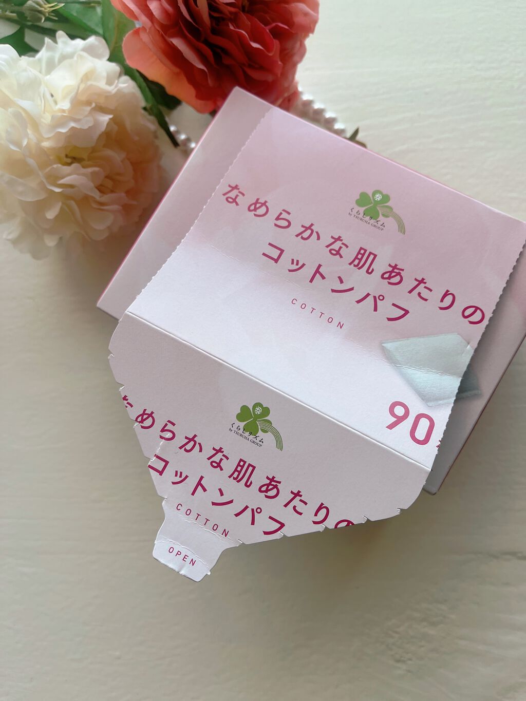 なめらかな肌あたりのコットンパフ/くらしリズム/コットンを使ったクチコミ(2枚目)