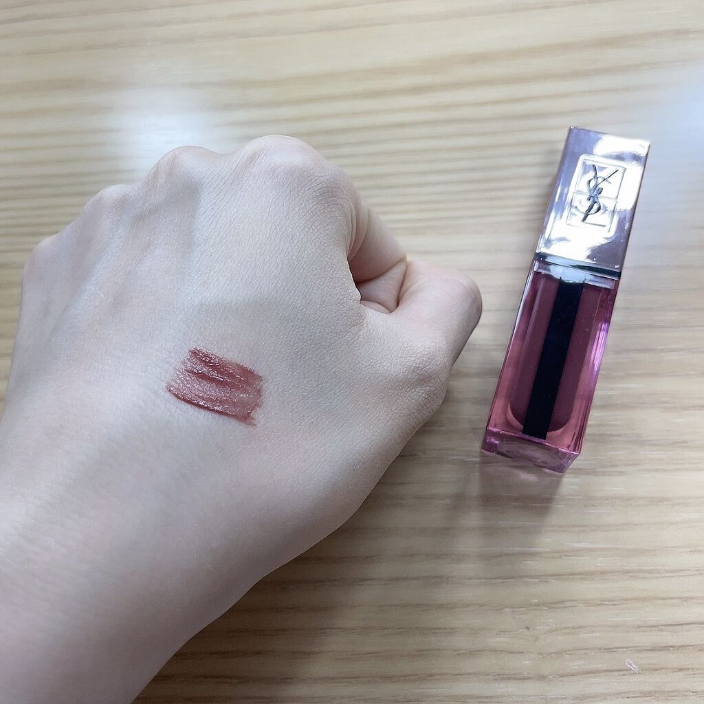 ルージュ ピュールクチュール ヴェルニ ウォーターグロウ No.205 シークレッドローズウッド/YVES SAINT LAURENT BEAUTE/口紅を使ったクチコミ（3枚目）