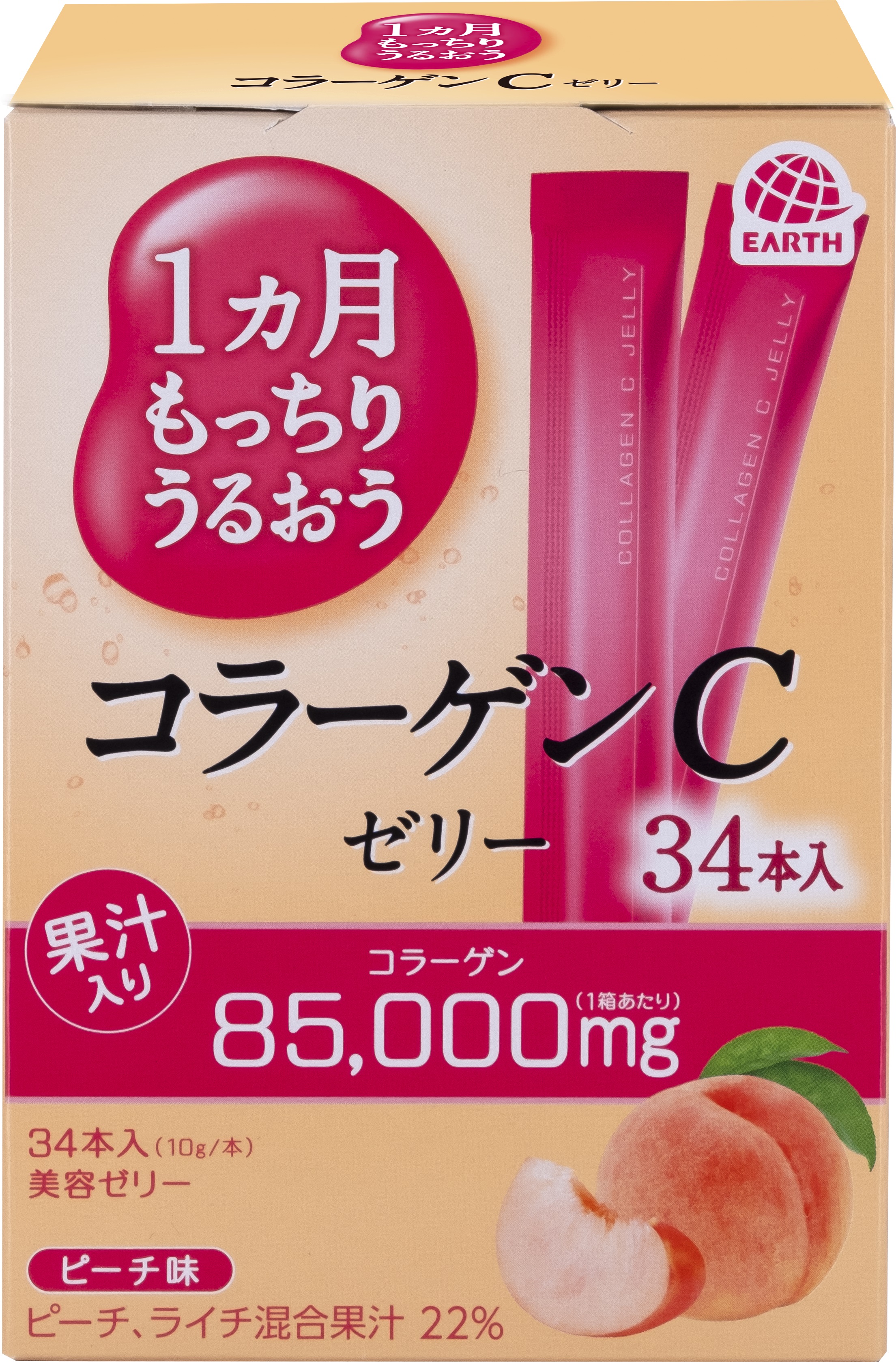 もっちりうるおうコラーゲンCゼリー ピーチ味 34本入