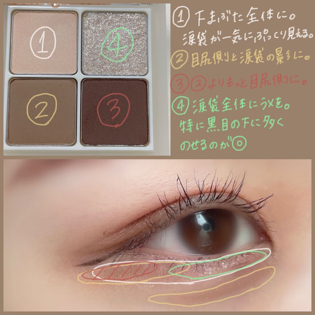 アンダーアイメーカー/dasique/アイシャドウパレットを使ったクチコミ(4枚目)
