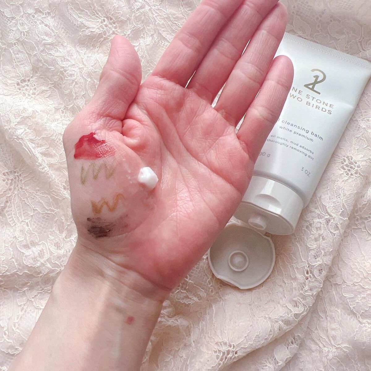 オイルクレンジングバーム ホワイトプレミアム/ONE STONE TWO BIRDS/クレンジングバームを使ったクチコミ(5枚目)