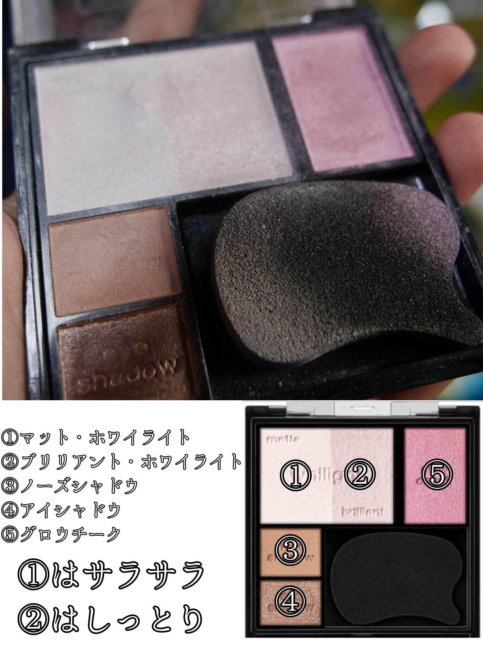 ホワイトシェイピングパレット WT-2 パープルホワイト/KATE/プレストパウダーを使ったクチコミ（2枚目）