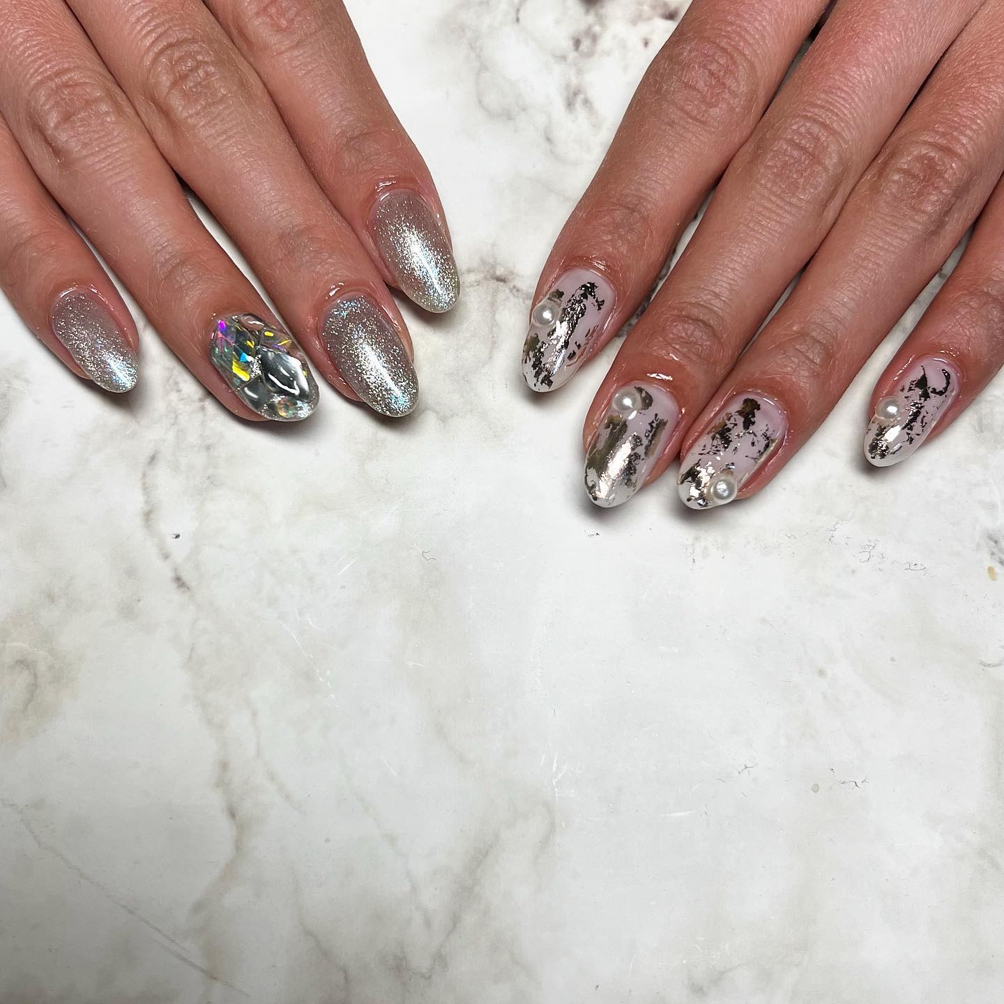 #ちぐはぐネイル,#春ネイル,#ネイル,#ニュアンスネイル,#スカルプネイル,#ジェルネイル,#ママネイル,#ギャルネイル,#大人ネイル,#派手ネイル,#ネイル,#城陽ネイル,#京都ネイル,#大阪ネイル,#奈良ネイルのネイルデザイン