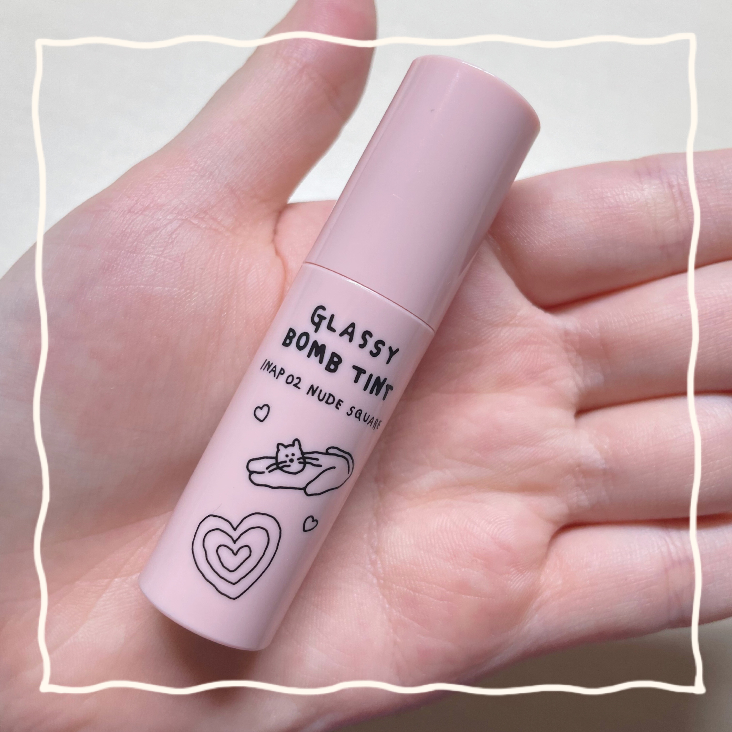グラッシーボムティント INAP02 ヌードスクエア/&nd by rom&nd/リップティントを使ったクチコミ（2枚目）