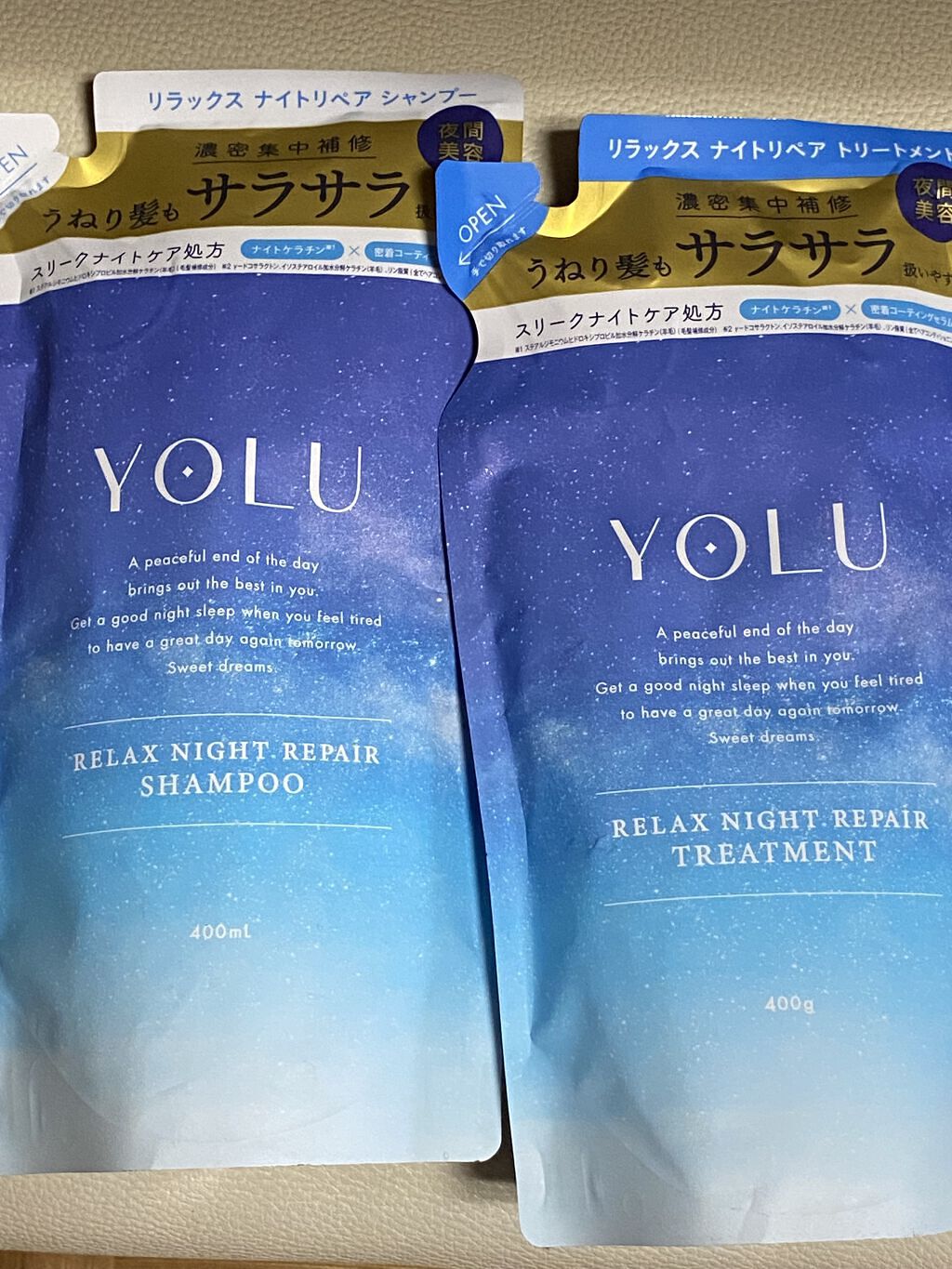 カームナイトリペアシャンプー／トリートメント/YOLU/市販シャンプーを使ったクチコミ（1枚目）