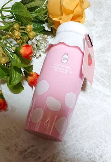 G9SKIN MILK BUBBLE ESSENCE PACK ＃STRAWBERRYのクチコミ「こちらは洗い流さないバブルエッセンスパックで肌に馴染ませるとしゅわしゅわ細かいミルクバブルがは.....」（1枚目）