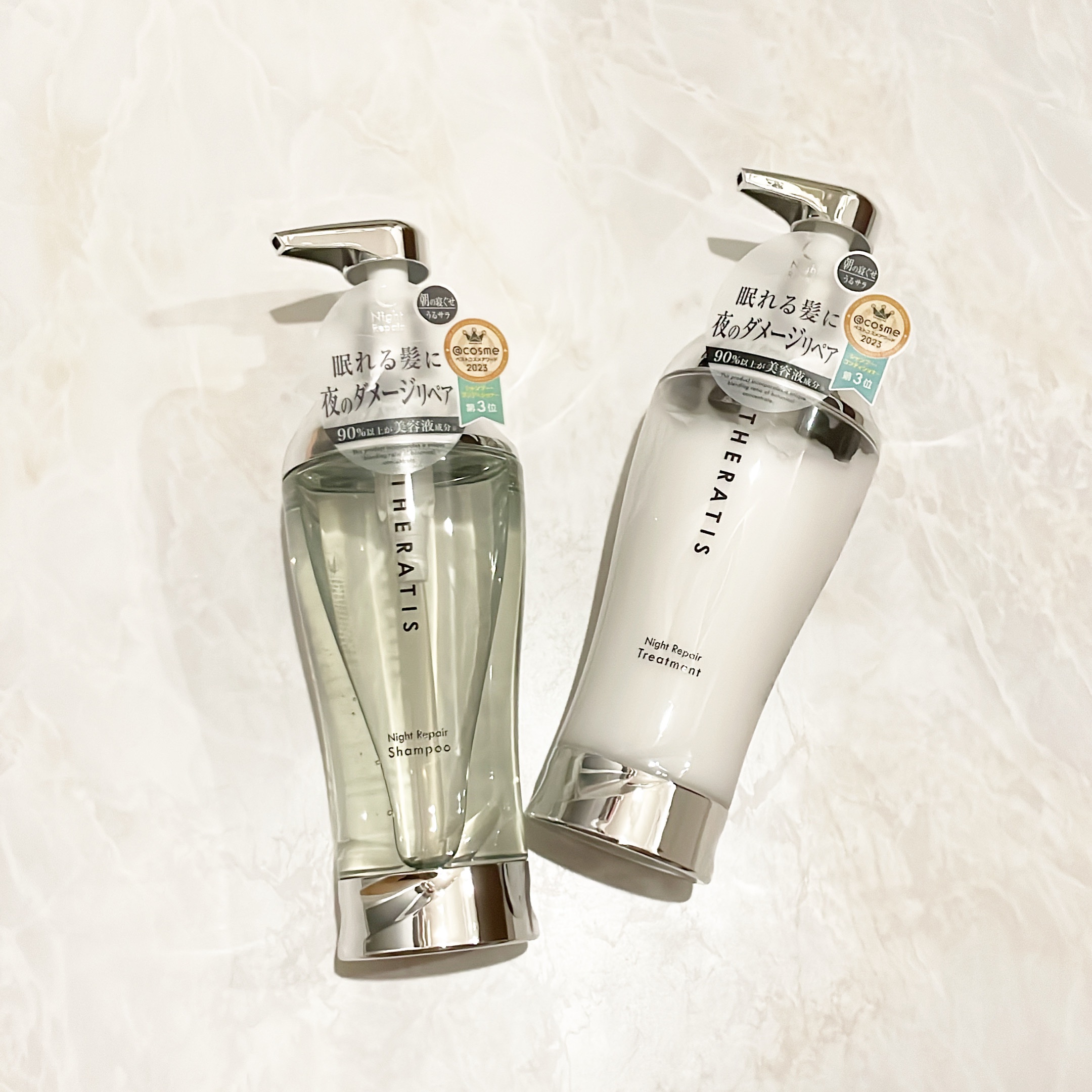 THERATIS ドリーミー モイスト シャンプー/ヘアトリートメントのクチコミ「／
寝ている間に補修成分がしみ込み、
うねり・寝ぐせを抑制する新ナイトリペアヘアケア
＼

新.....」（2枚目）