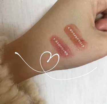 キャンメイクメルティールミナスルージュ💄
の中でも特に人気な4番と5番♡

4番はテラコッタみたいな色で塗ると一気にお洒落になる！5番は誰でも似合うようなレッド。

すごく保湿される感じはあるけれど、色