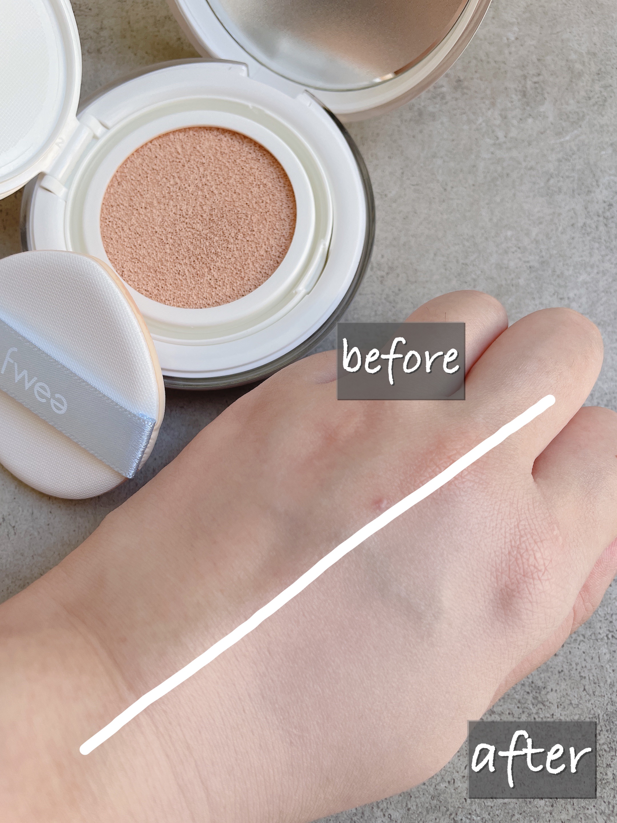 フィークッションガラス 01 フェアガラス/fwee/クッションファンデーションを使ったクチコミ（2枚目）