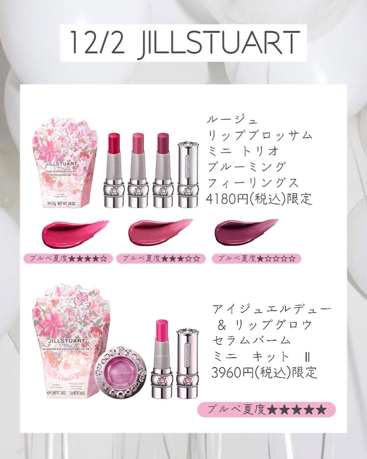 アイジュエルデュー&リップグロウ セラムバーム ミニ キット Ⅱ/JILL STUART/メイクアップキットを使ったクチコミ（3枚目）