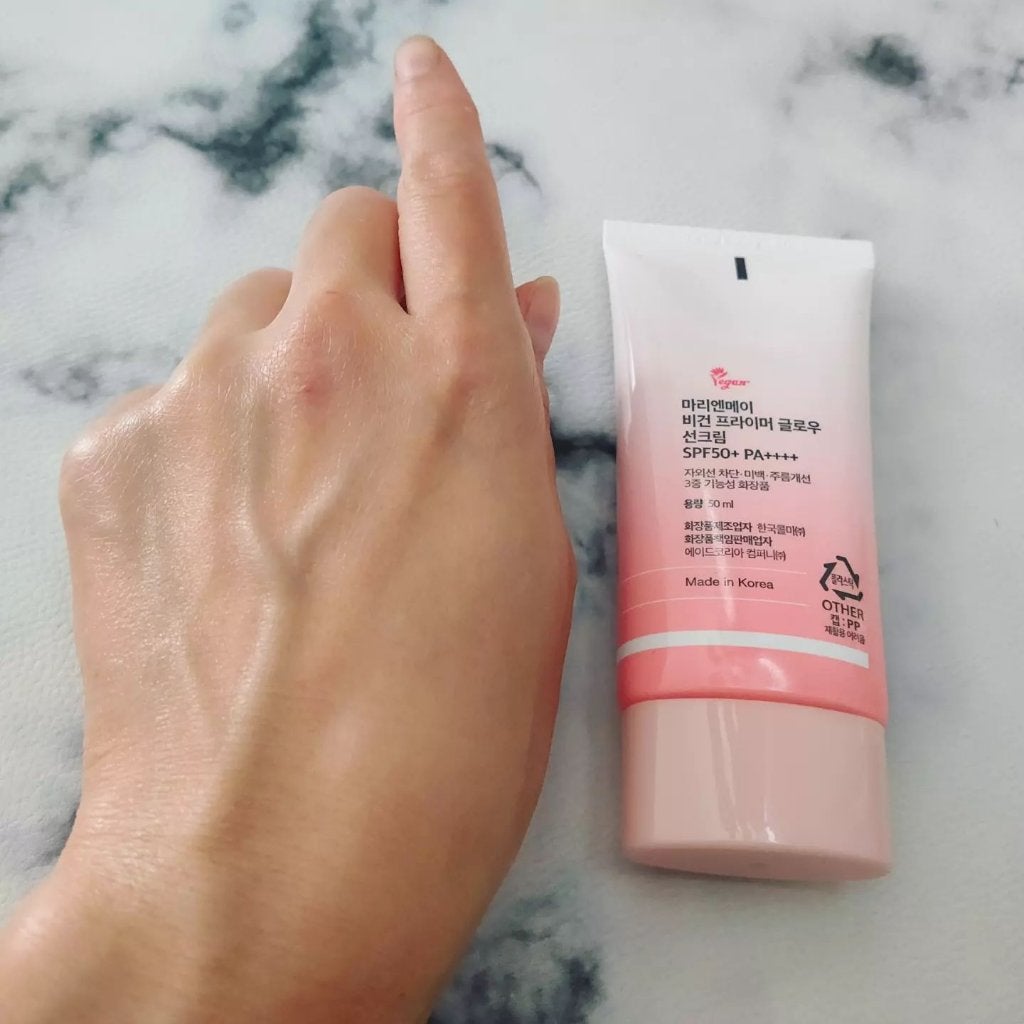 ヴィーガンプライマーグロウ サンクリーム/MARY&MAY/日焼け止めクリームを使ったクチコミ(5枚目)