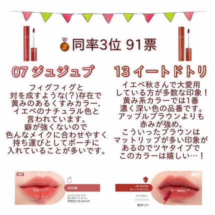 ジューシーラスティングティント/rom&nd/リップティントを使ったクチコミ(4枚目)