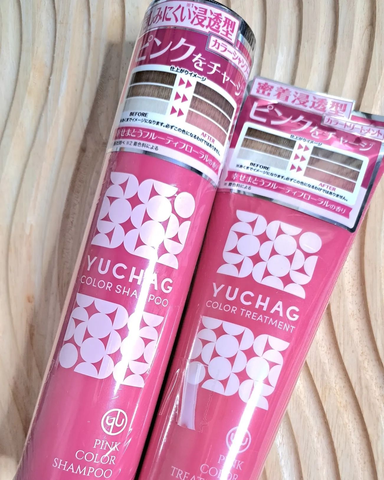 ユチャ　カラーシャンプー/カラートリートメント セット（ピンク）/YUCHAG/市販シャンプーを使ったクチコミ（1枚目）