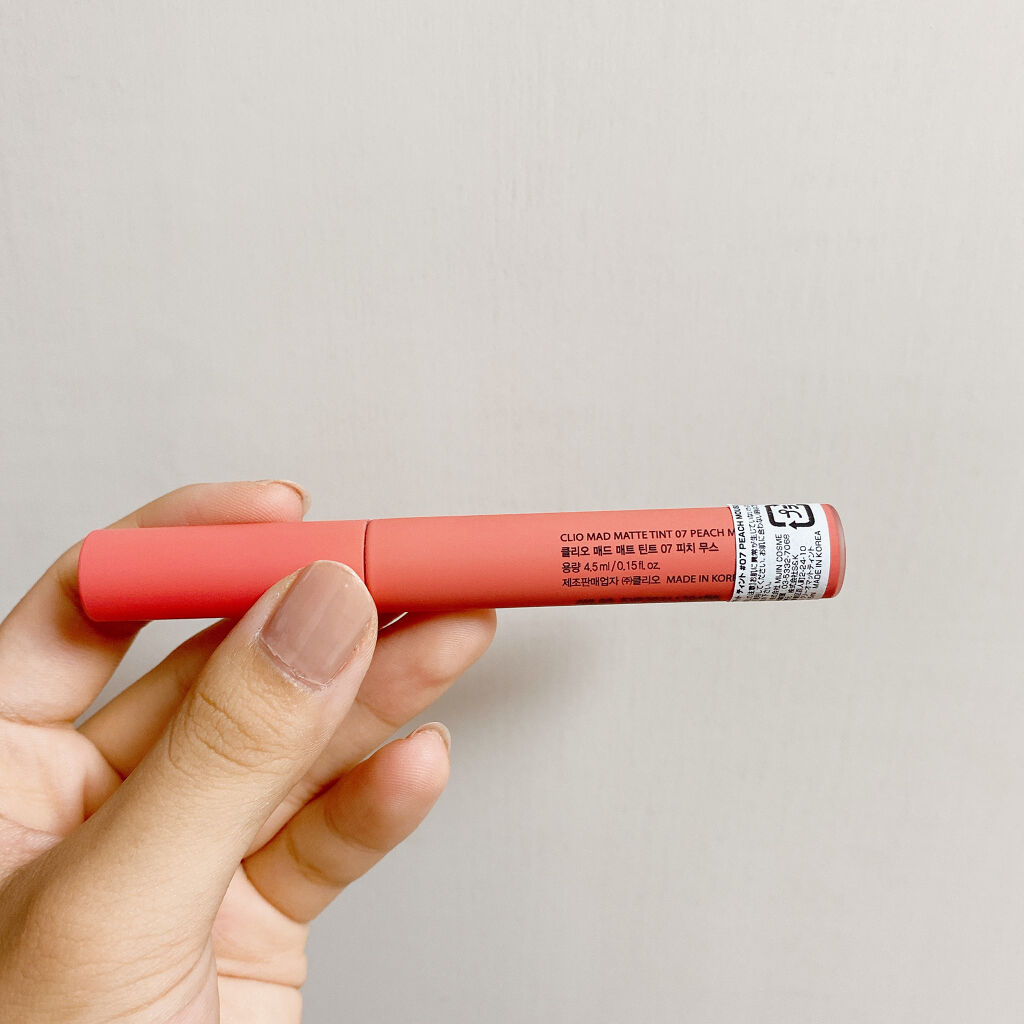 マッド マット ティント 07 PEACH MOUSSE/CLIO/口紅を使ったクチコミ（3枚目）