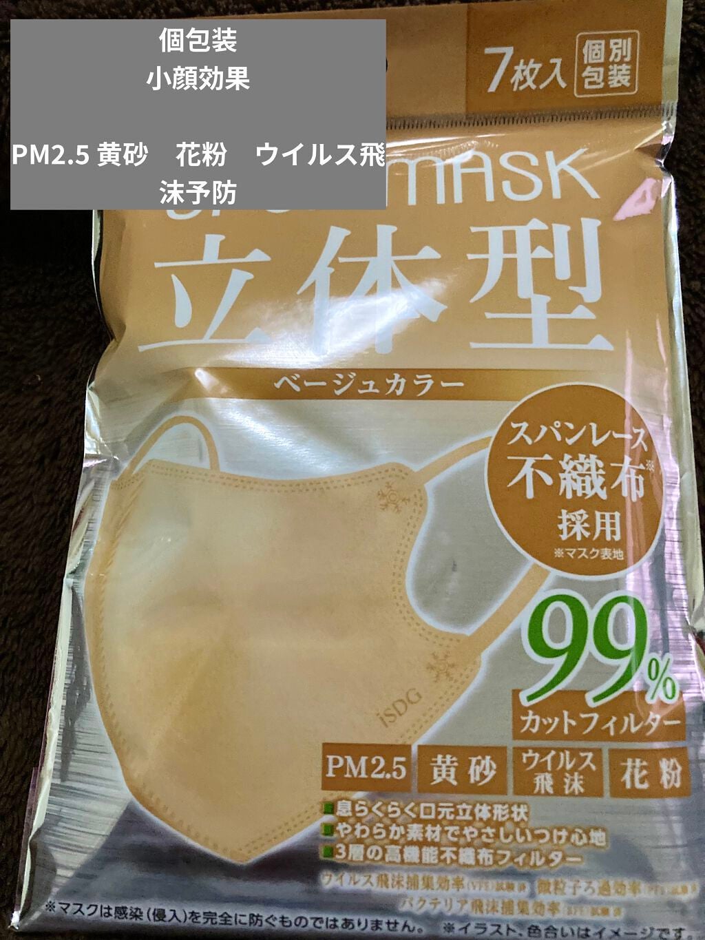 立体型スパンレース不織布カラーマスク/ISDG 医食同源ドットコム/マスクを使ったクチコミ(1枚目)