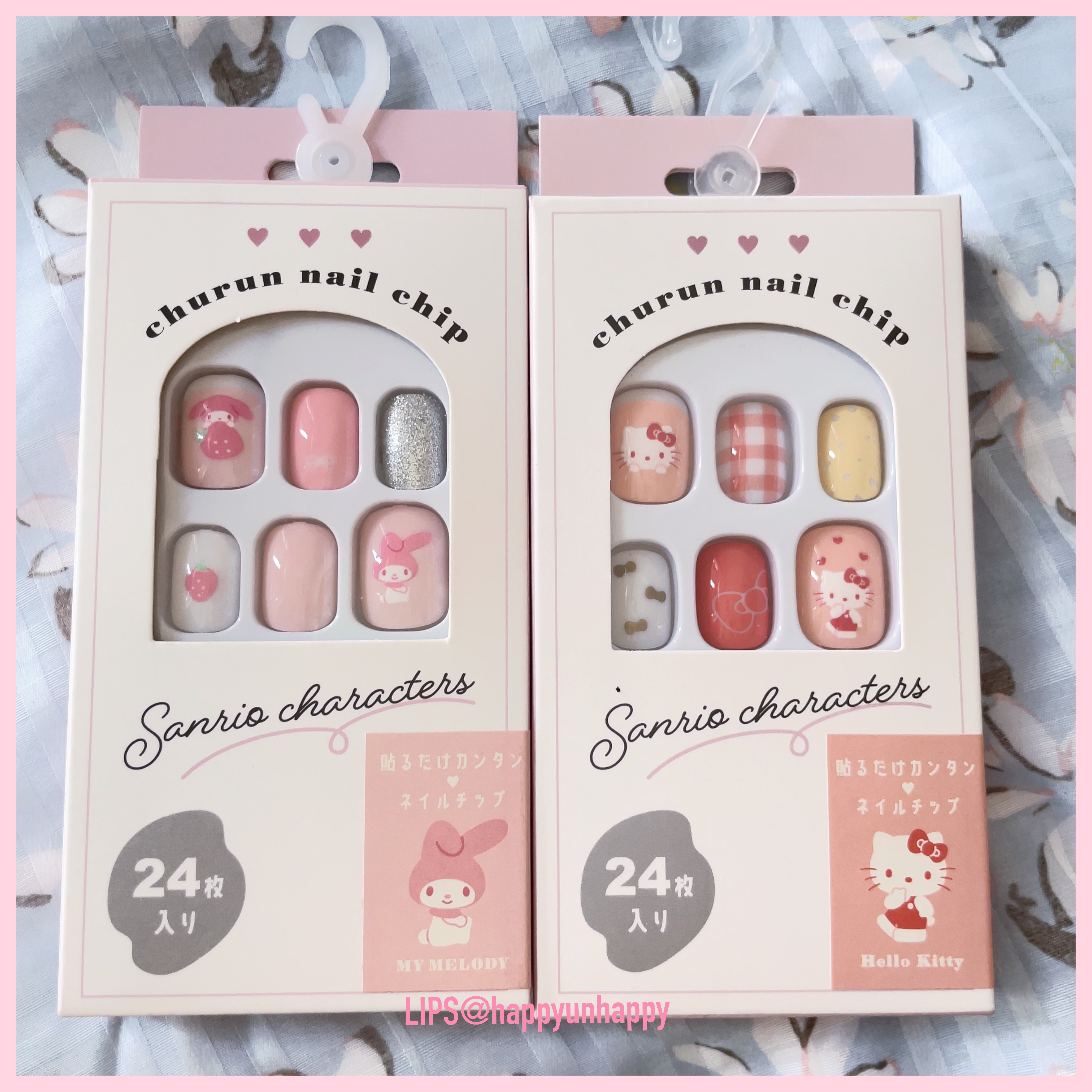 たまたまお買い物中に見つけた、かわいいネイルチップ！

ほかにもポムポムプリンやシナモンもありました！


♡･･*･･♡･･*･･♡･･*･･♡･･*･･♡

貼るだけカンタン
ネイルチップ

🤍セット内容
・ネイルチップ（24枚入り）