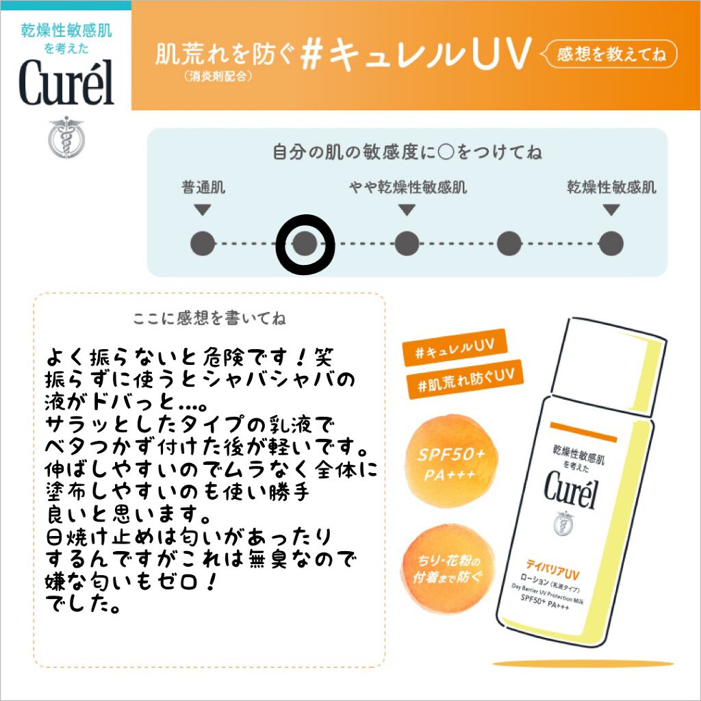 UVローション SPF50+/キュレル/日焼け止め・UVケアを使ったクチコミ(1枚目)