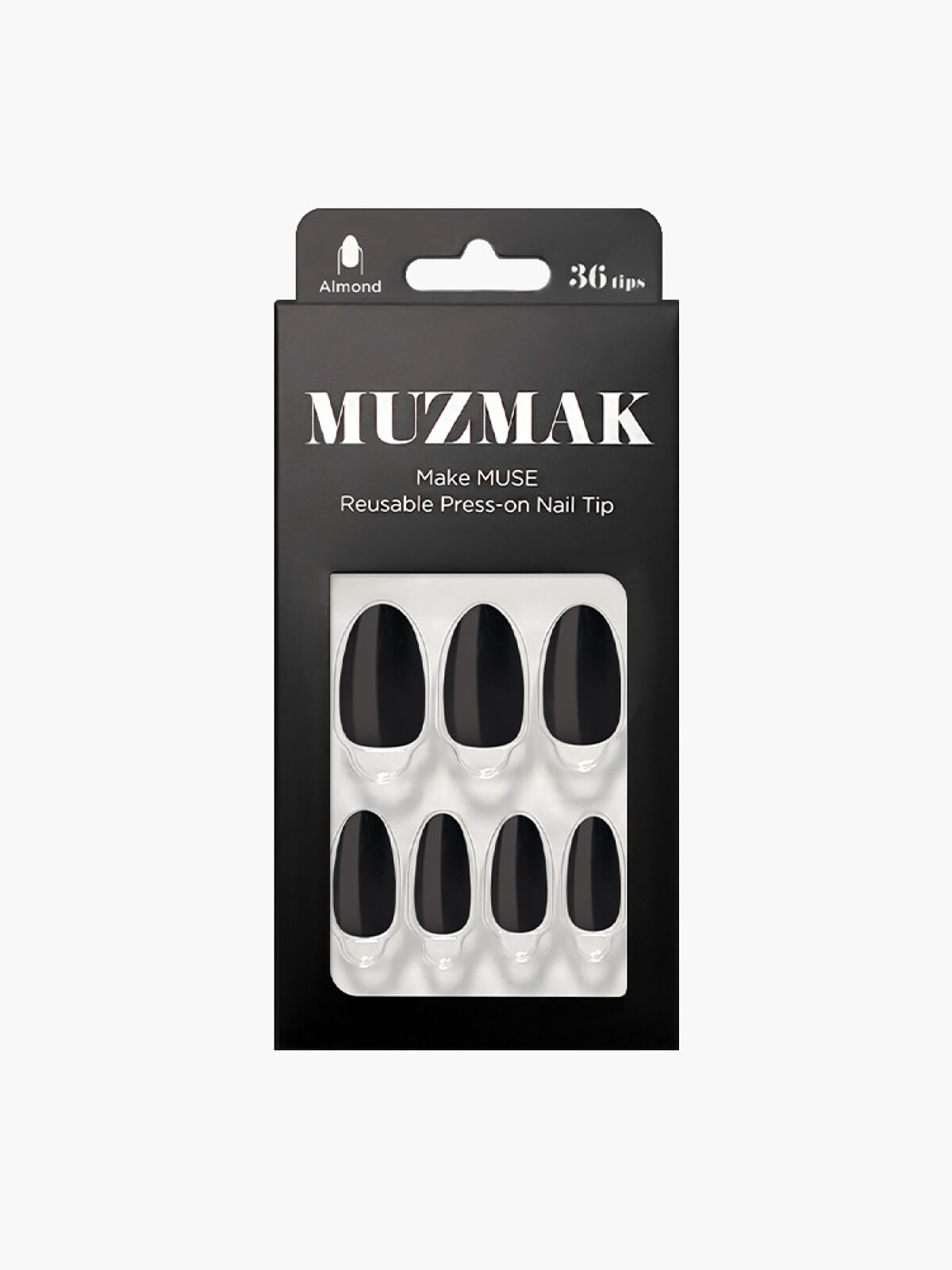 TPUネイルチップ（shape:Almond） 01 ニューブラック（New Black）