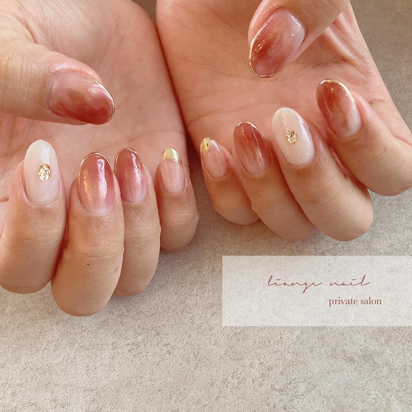 #リアンジェネイル,#柏ネイル,#ネイル,#ニュアンスネイル,#大人ニュアンスネイル,#秋ネイル,#冬ネイル,#ミラーネイル,#オフィスネイル,#テラコッタネイルのネイルデザイン