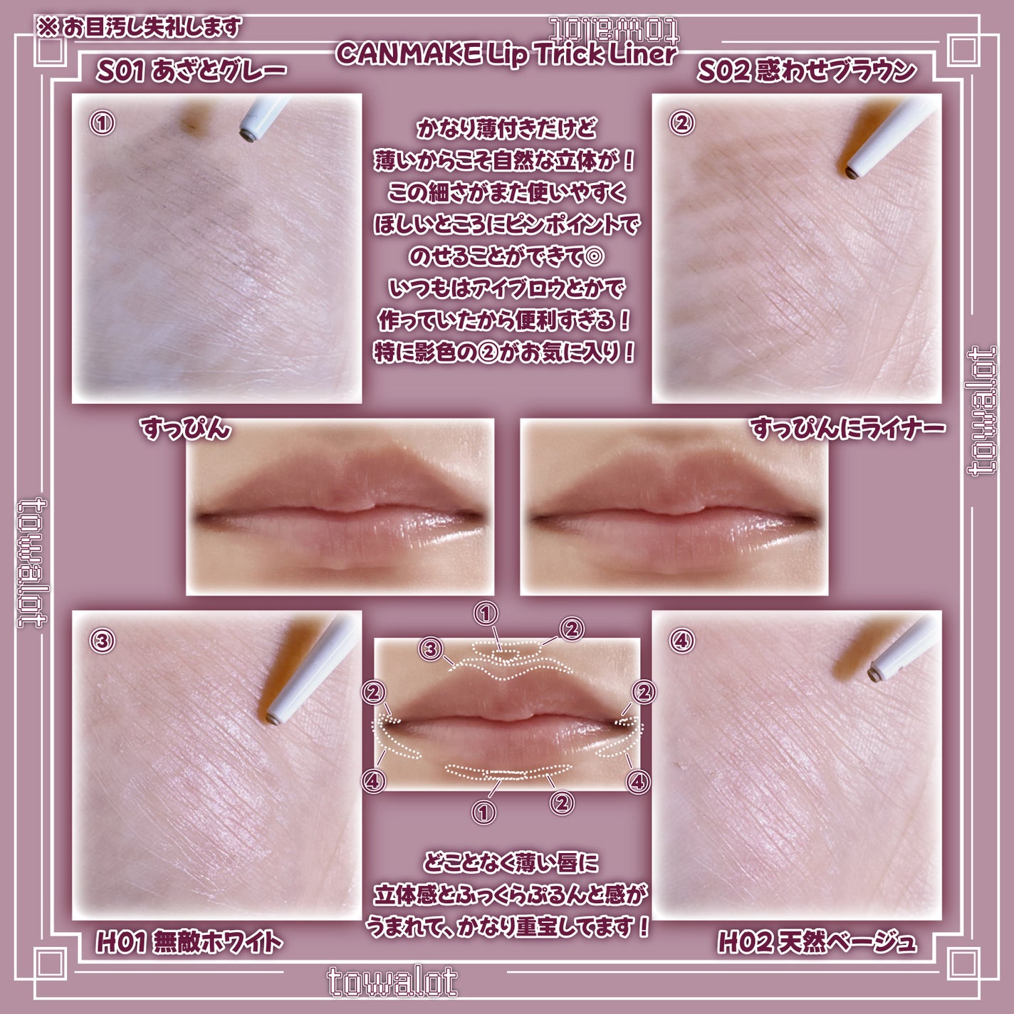 リップトリックライナー/キャンメイク/リップライナーを使ったクチコミ(3枚目)