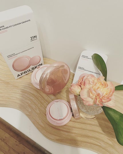ハイパーカバーフィットクッション ピンク(桜エディション)/APRILSKIN/クッションファンデーションを使ったクチコミ(4枚目)