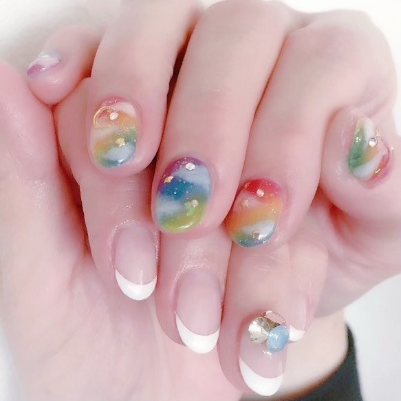 #ネイル,#雲ネイル,#クラウドネイルのネイルデザイン