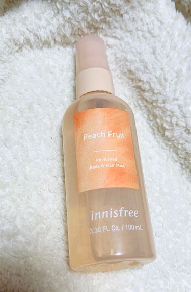 innisfree　パフュームド ボディ＆ヘアミスト　　

《Peach Fruit 》

□¥1,100-（税込） 
□100ml   

ワンプッシュでかなり香るので、ヘアケア効果やボディへの潤い目