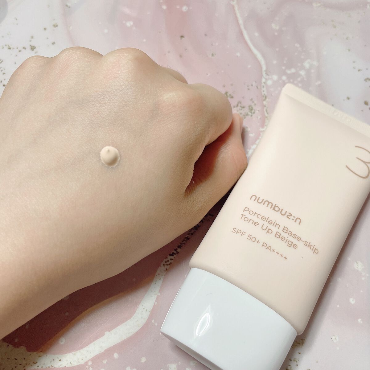 3番 ノーファンデ陶器肌トーンアップクリーム/numbuzin/化粧下地を使ったクチコミ（2枚目）