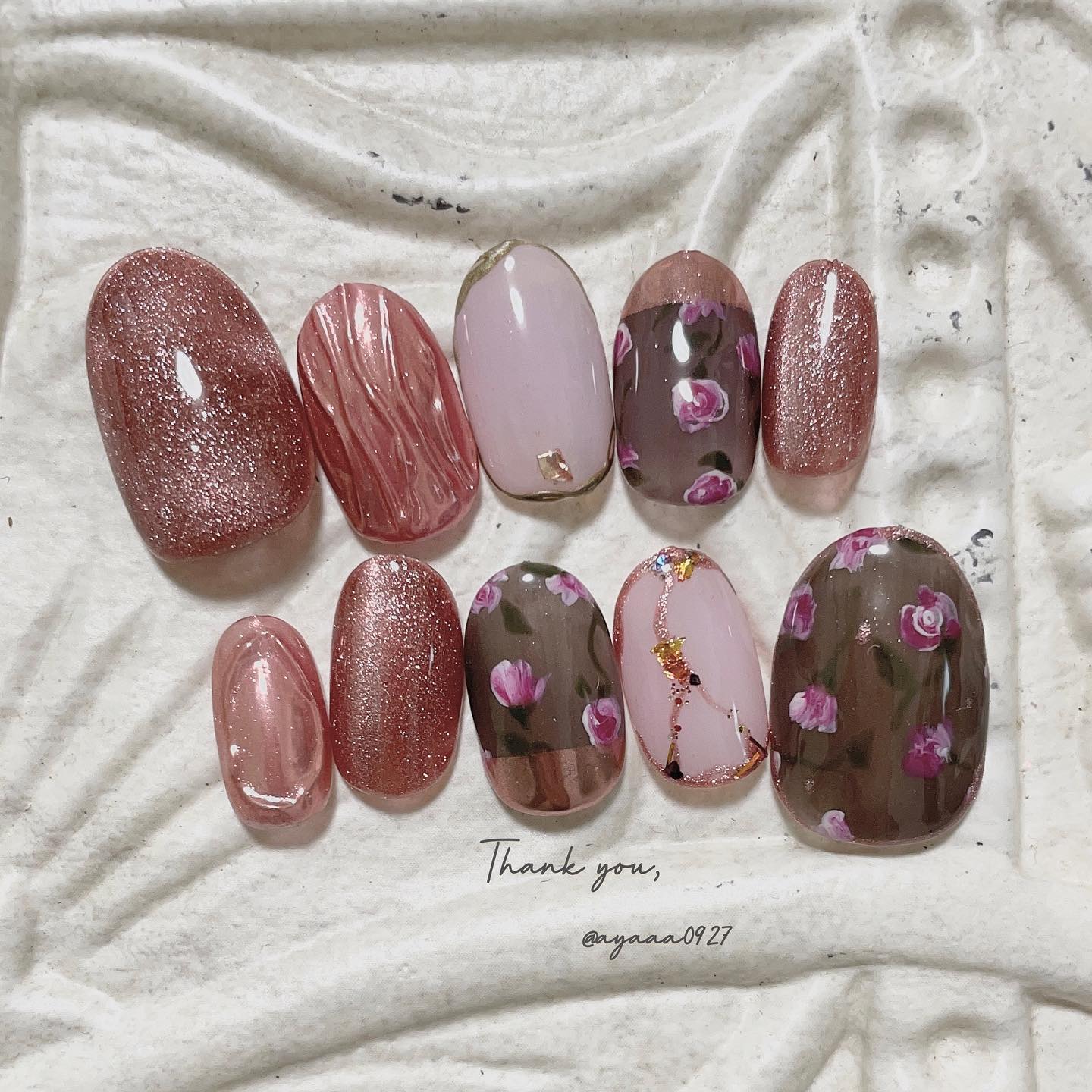 #成人式ネイル,#手描きネイルのネイルデザイン