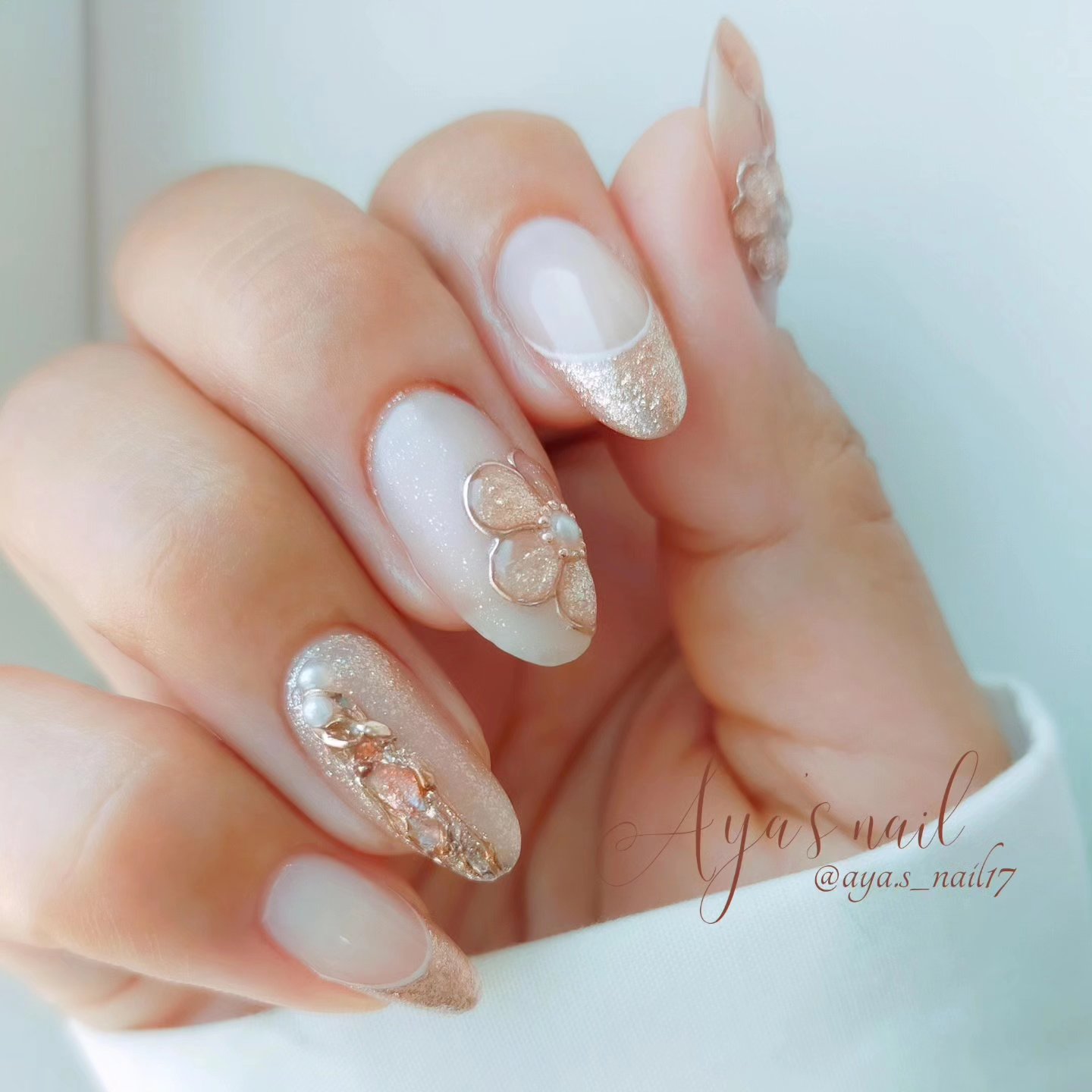 ARKEY TOKYO トリコカラージェルのクチコミ「✾ ROSE GOLD −non wipe− ✾
Produce by @aya.s_nail.....」（1枚目）