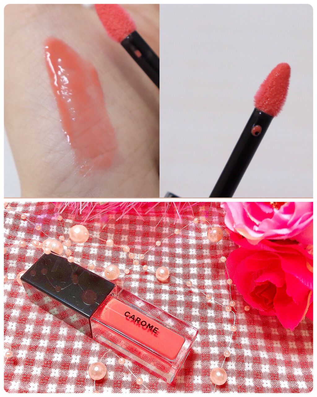 ブルーミングリップグロウ コーラルピンク/CAROME./口紅を使ったクチコミ（2枚目）
