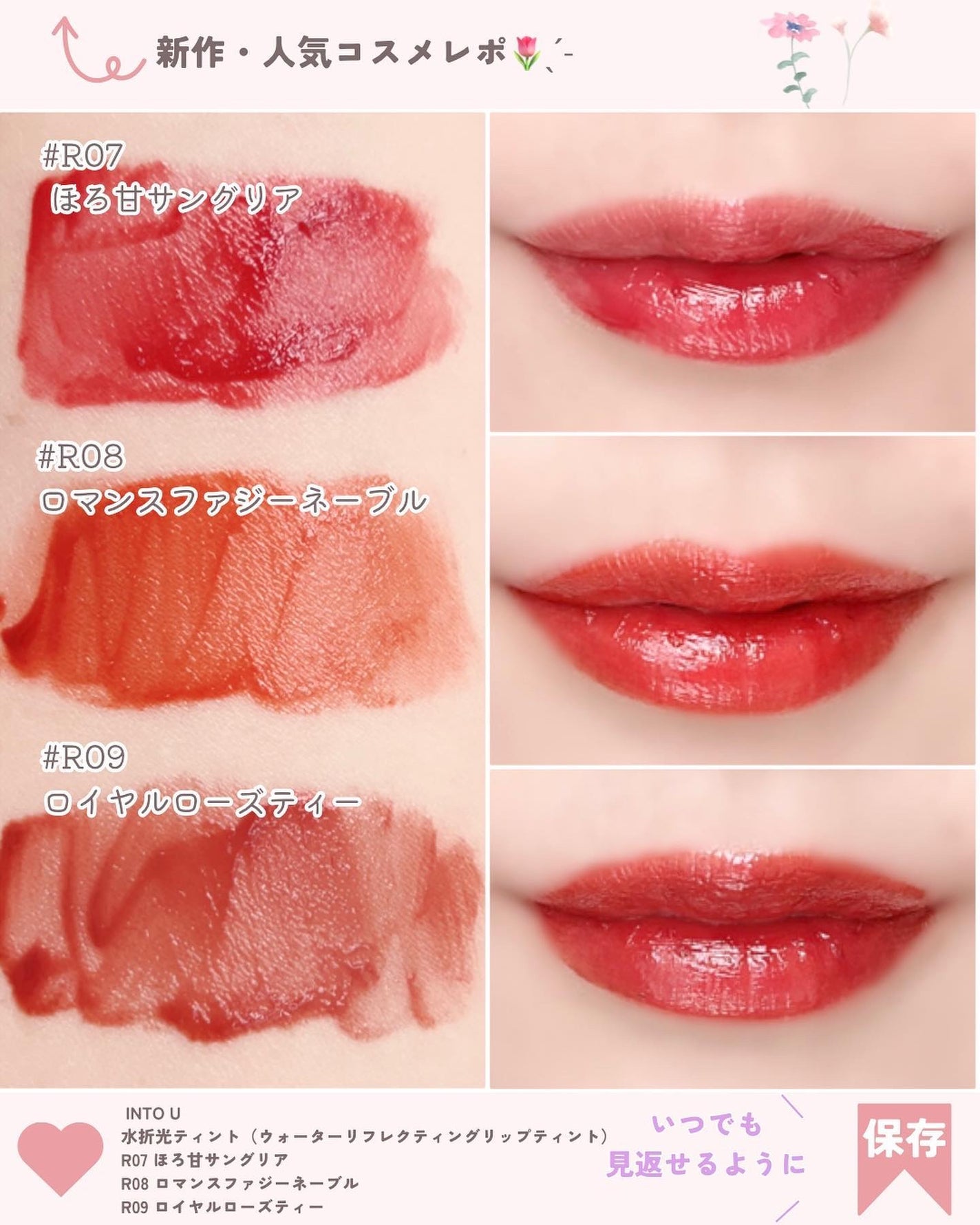 ウォーターリフレクティングリップティント/INTO U/リップティントを使ったクチコミ(3枚目)