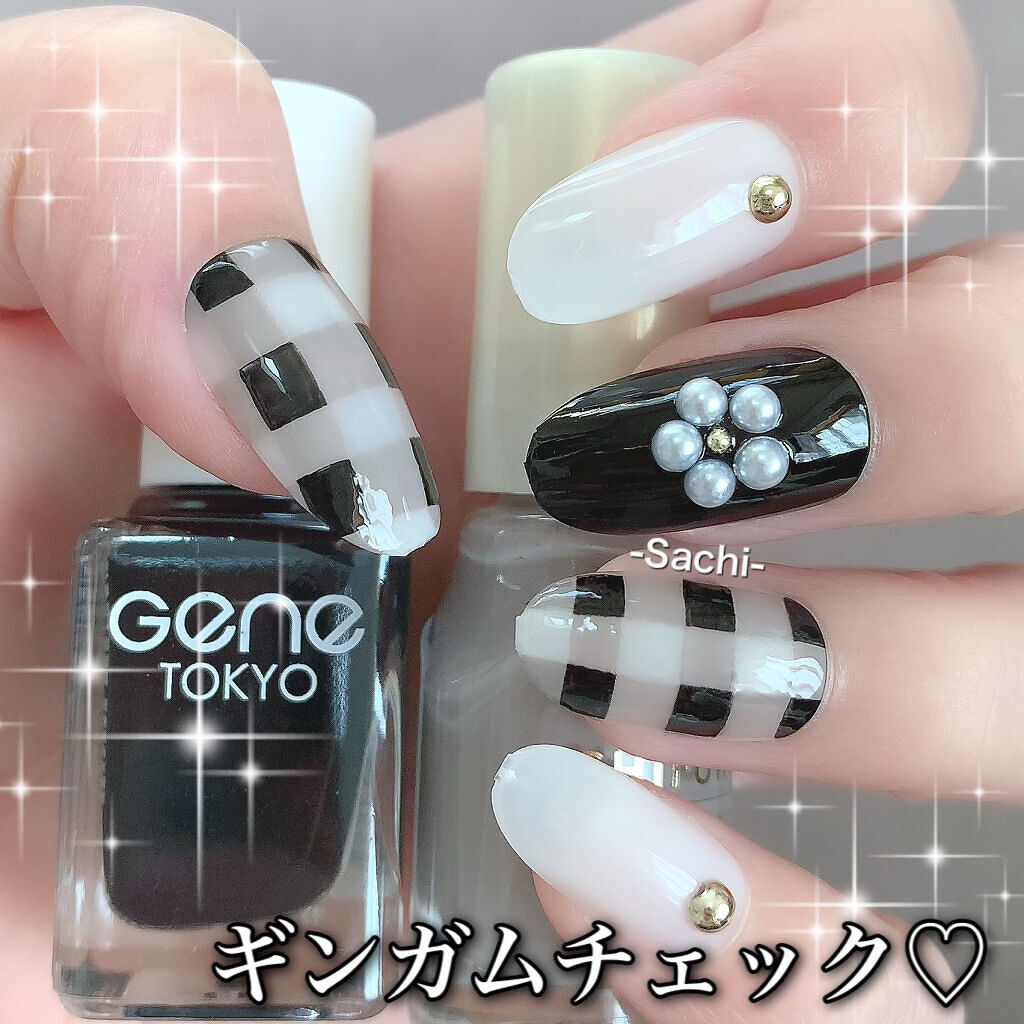 #セルフネイル,#ギンガムチェックネイル,#モノトーンネイル,#フラワーネイル,#プチプラネイル,#春ネイルのネイルデザイン