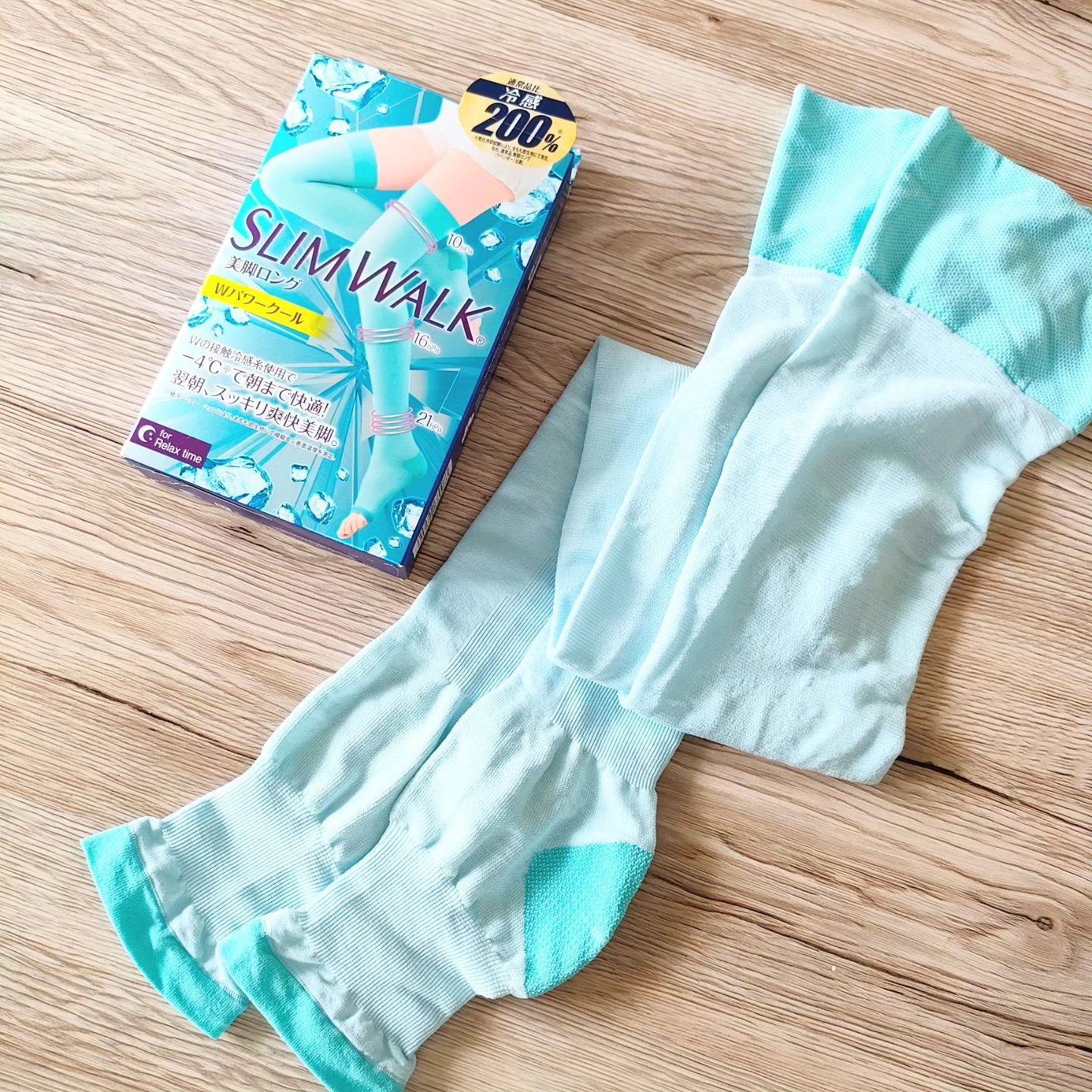美脚ロング 朝までクール ライトブルー(M〜L)/SLIMWALK/着圧ソックス・レギンスを使ったクチコミ（1枚目）